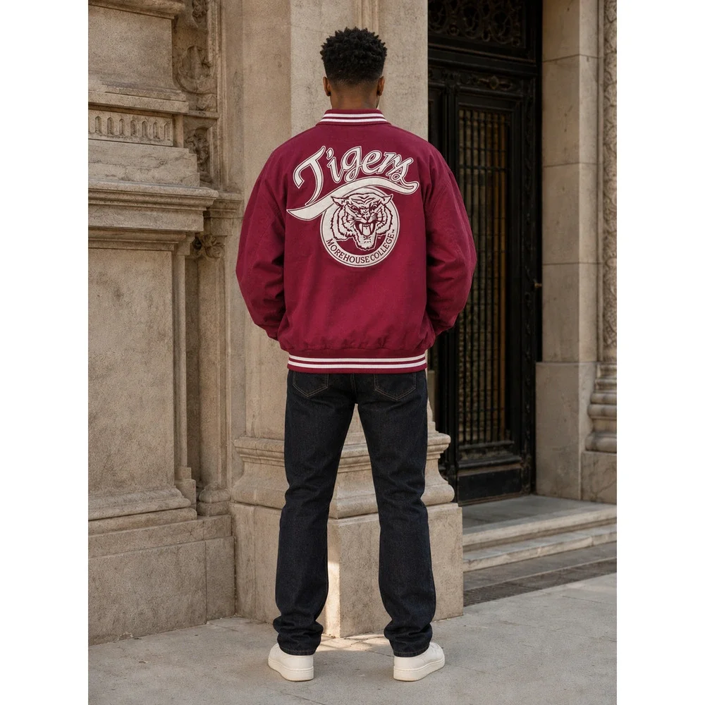 NWT Big Boy Headgear Morehouse College Tigers Baseball Varsity Jacket Men L